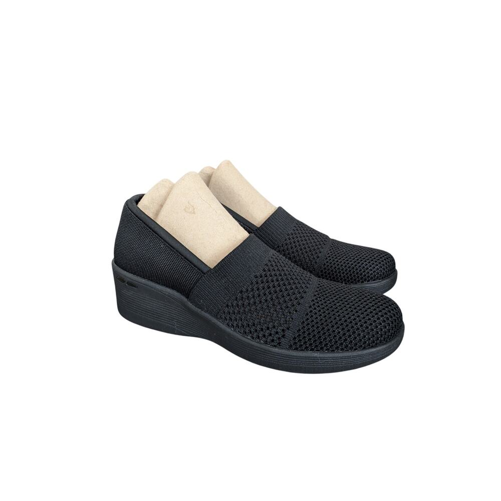 Skechers Pier-Lite Slip-On Wedge Womens 8.5 Black Comfort Mature Minimalist